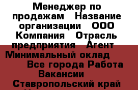 Менеджер по продажам › Название организации ­ ООО Компания › Отрасль предприятия ­ Агент › Минимальный оклад ­ 30 000 - Все города Работа » Вакансии   . Ставропольский край,Невинномысск г.